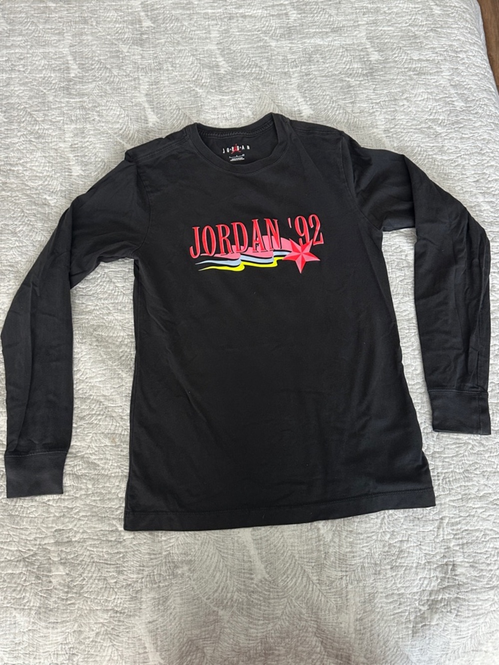 Jordan Black Long Sleeve Tee with Pink & Yellow Graphic